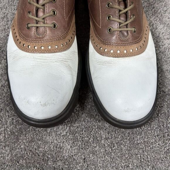 Ecco Hydromax Classic Oxford Men\'s Size 45 White Brown Leather Golf Shoes Used main image 12